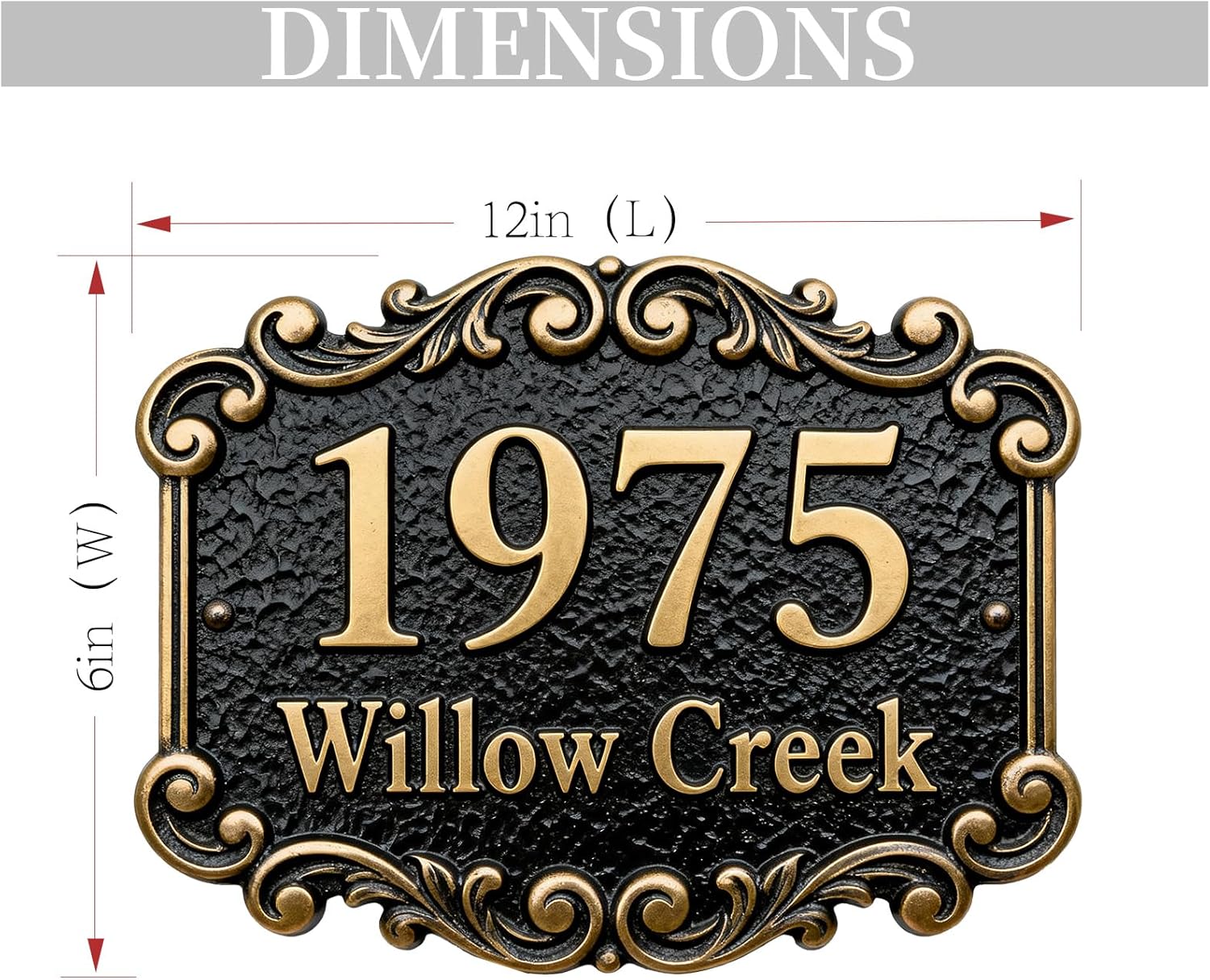 Personalized Cast Metal Address Plaque Vintage Custom House Number Sign Outside Street Mailbox Address Classic Wall Antique Brass Signs Durable Weather Resistant
