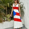 thumbnail image 6 of Puerto Rico Flag Womens Night Club Maxi Dress V Neck Sleeveless Bohemia Long Dresses, 6 of 9