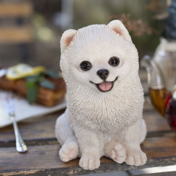 SOREAL White Pomeranian | Handpainted Decorative Puppy Statue for Home & Garden Decor | Premium Polyresin Dog Statue | Gift for Dog Lovers | Weather-Resistant Indoor/Outdoor Decor