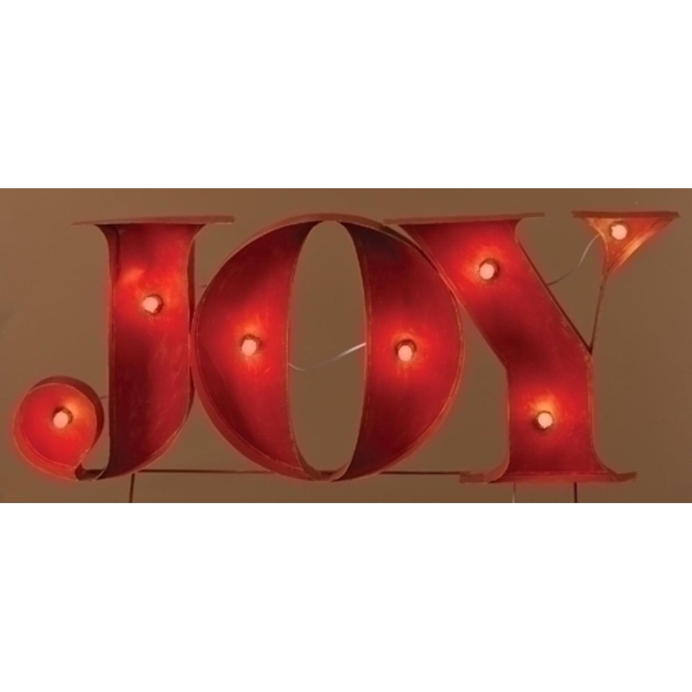 43" Lighted Distressed Red "Joy" Outdoor Christmas Yard Art Sign