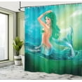 thumbnail image 4 of Ambesonne Ocean Shower Curtain, Mermaid Tail Waves Sea, 69"Wx84"L, Blue Green, 4 of 4
