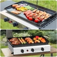 thumbnail image 4 of Frizi 30,000 BTU 3-Burner Flat Top Portable Propane Gas Grill with Auto Ignition, Stainless Steel Tabletop Griddle for Camping, BBQ, and Outdoor Cooking, 4 of 5