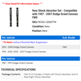 thumbnail image 2 of Rear Shock Absorber Set - Compatible with 1987 - 2007 Dodge Grand Caravan FWD 1988 1989 1990 1991 1992 1993 1994 1995 1996 1997 1998 1999 2000 2001 2002 2003 2004 2005 2006, 2 of 2