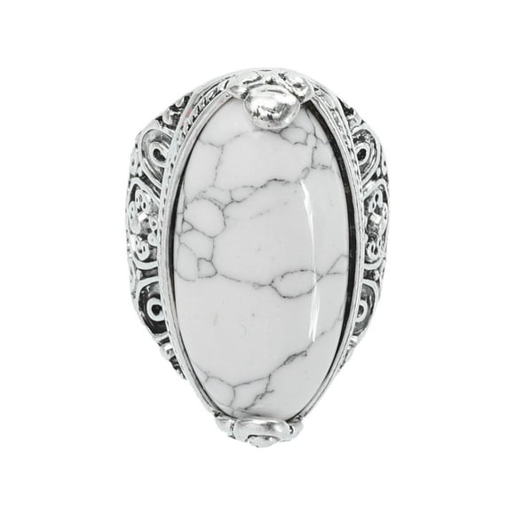 Elegante anillo turquesa de estilo bohemio tallado, anillo de moda para dama, joyería