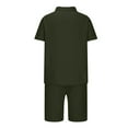 thumbnail image 5 of hopeusnice Men's Solid Color Lounge Sets Cotton Linen 2Pcs Sweatsuit Activewear Fall Lightweight Loose Loungewear Elastic Waist Drawstring Shorts Pockets Clothing For Male Army Green L, 5 of 6