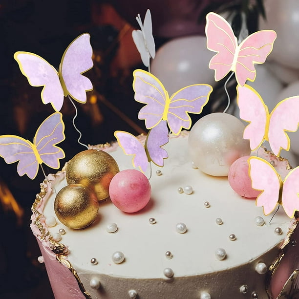 Hileyu 30 Pièces Topper de Gâteau Cupcake de Papillon Papillon