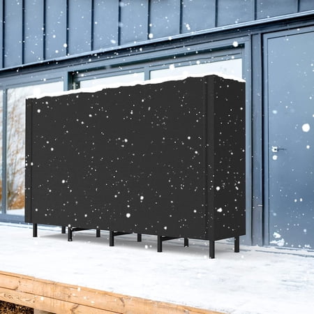 Firewood Rack Outdoor with Cover 5.3ft Firewood Log Rack for Fireplace Wood Storage Fire Log Holder Indoors Adjustable Heavy Duty Fire Wood Rack Stand, Black Waterproof Oxford Fabric