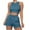 Light Blue, variant on Comfy Waffle 2 Piece Set for Women Sleeveless Tank Tops with Drawstring Shorts Solid Color Summer Lounge Matching