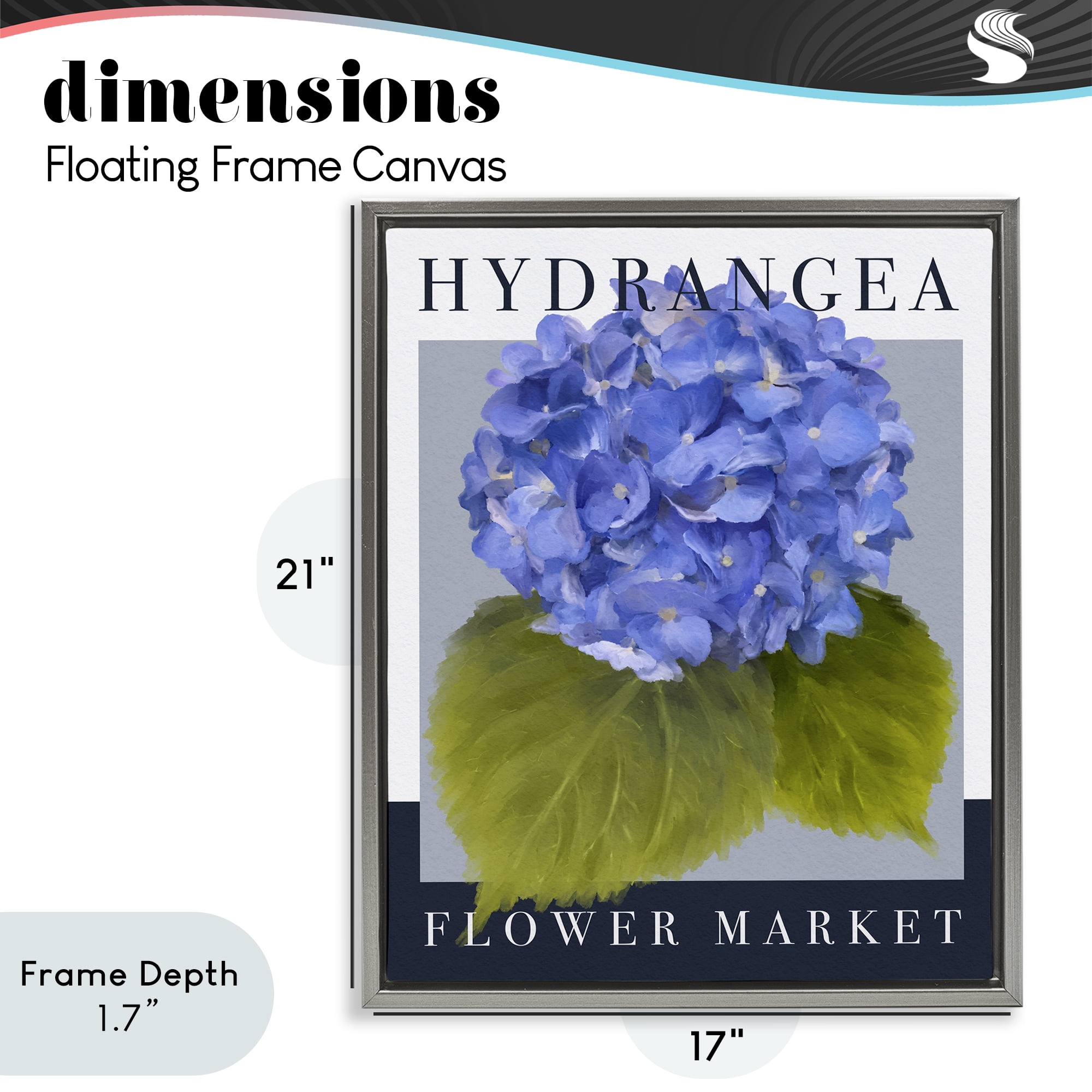 Stupell Industries Hydrangea Flower Market Gray Framed Floater Canvas Wall Art, design by Jennifer Stith