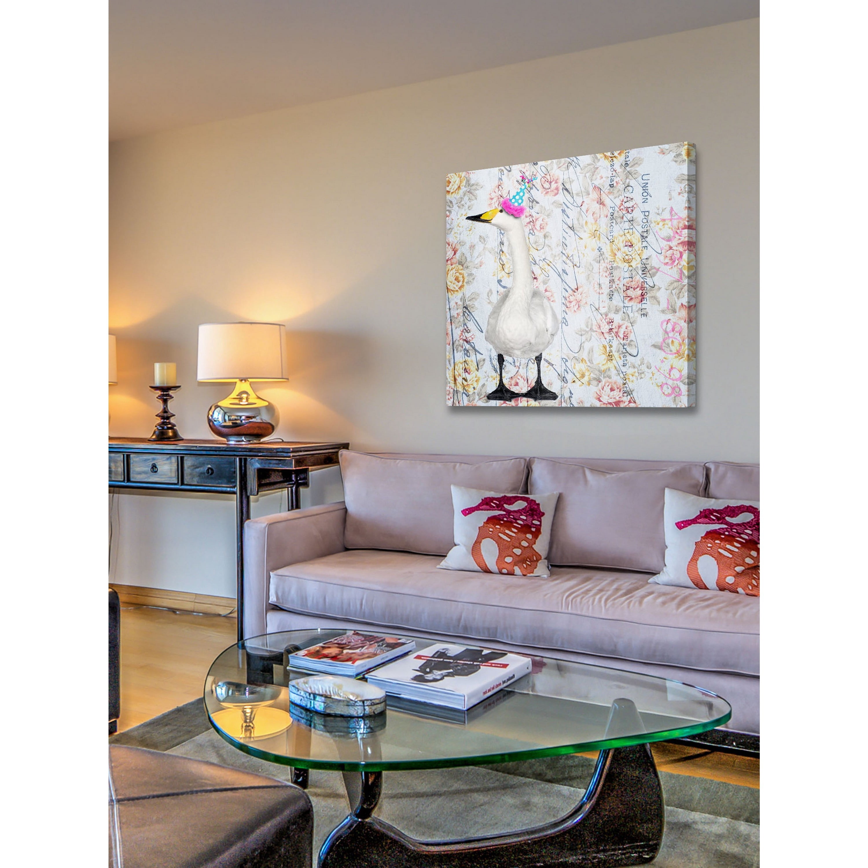 Marmont Hill "Party Duck" by Morgan Jones Painting Print on Wrapped Canvas