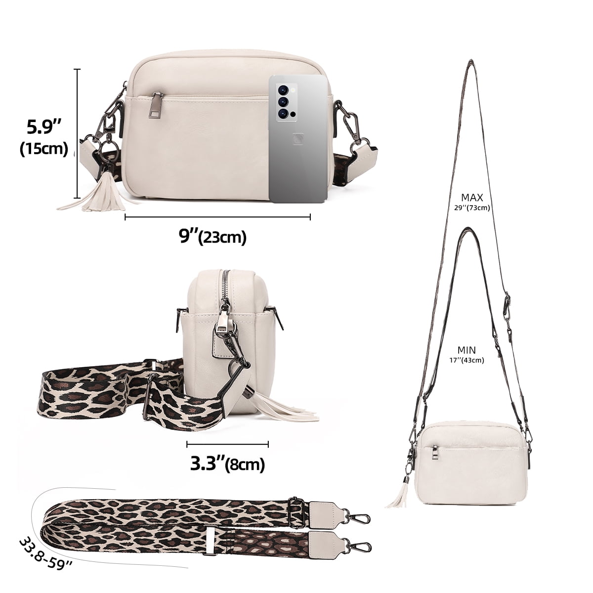 KL928 Soft Leather Crossbody Bag for Women Ladies Wide Strap Shoulder Bag Small Purses and Handbags