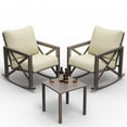 thumbnail image 4 of UDPATIO Rocking Chair Bistro Set, 3 Piece Outdoor Patio Furniture Set with 2 Rockers and 1 Metal Coffee Table with Thick Cushions for Porch, Backyard, Poolside, Beige, 4 of 10