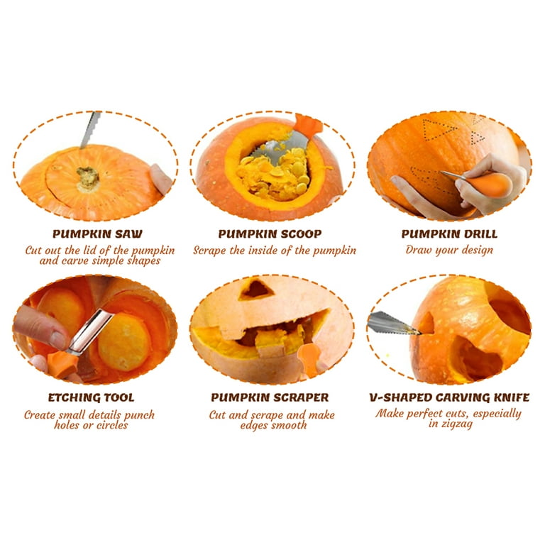 XTEILC Pumpkin Carving Kit, 7 PCS Stainless Steel Tools with