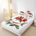 thumbnail image 4 of Manfei Christmas Bowtie Cake Twin Sheet Sets,Happy Christmas Twin Fitted Sheet,Red Berry Xmas Floral Flat Sheet For Kids,Luxury Bedroom Decor,3pcs, 4 of 7