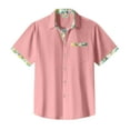 thumbnail image 5 of Lumtrix Men's Short Sleeve Dress Shirts Hawaiian Casual Button Down Shirts Color Block Formal Shirt with Pocket Pink L, 5 of 5