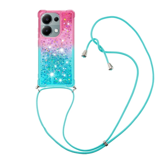 Funda para Xiaomi Redmi Note 13 Pro 4G Brillantina Líquida Divertida Reluciente y con Cristales en Movimiento Cuerpo Cruzado con Cordón Ajustable