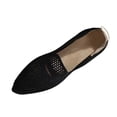 thumbnail image 2 of Women's Pointed Toe Penny Loafers Dressy Ballet Flats Knit Mesh Slip-on Shoes Comfortable Lightweight Black 7.5, 2 of 9
