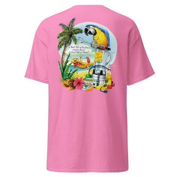 Men's Lightweight Classic Parrot Blender Repair No Bad Days Tropical Beach T-Shirt Jimmy Buffett Style Parrot Macaw Cool