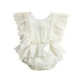 thumbnail image 1 of Fortune Bébé Fille Floral Dentelle Combinaison Été Noeud Volant Manches Romper, 1 of 9