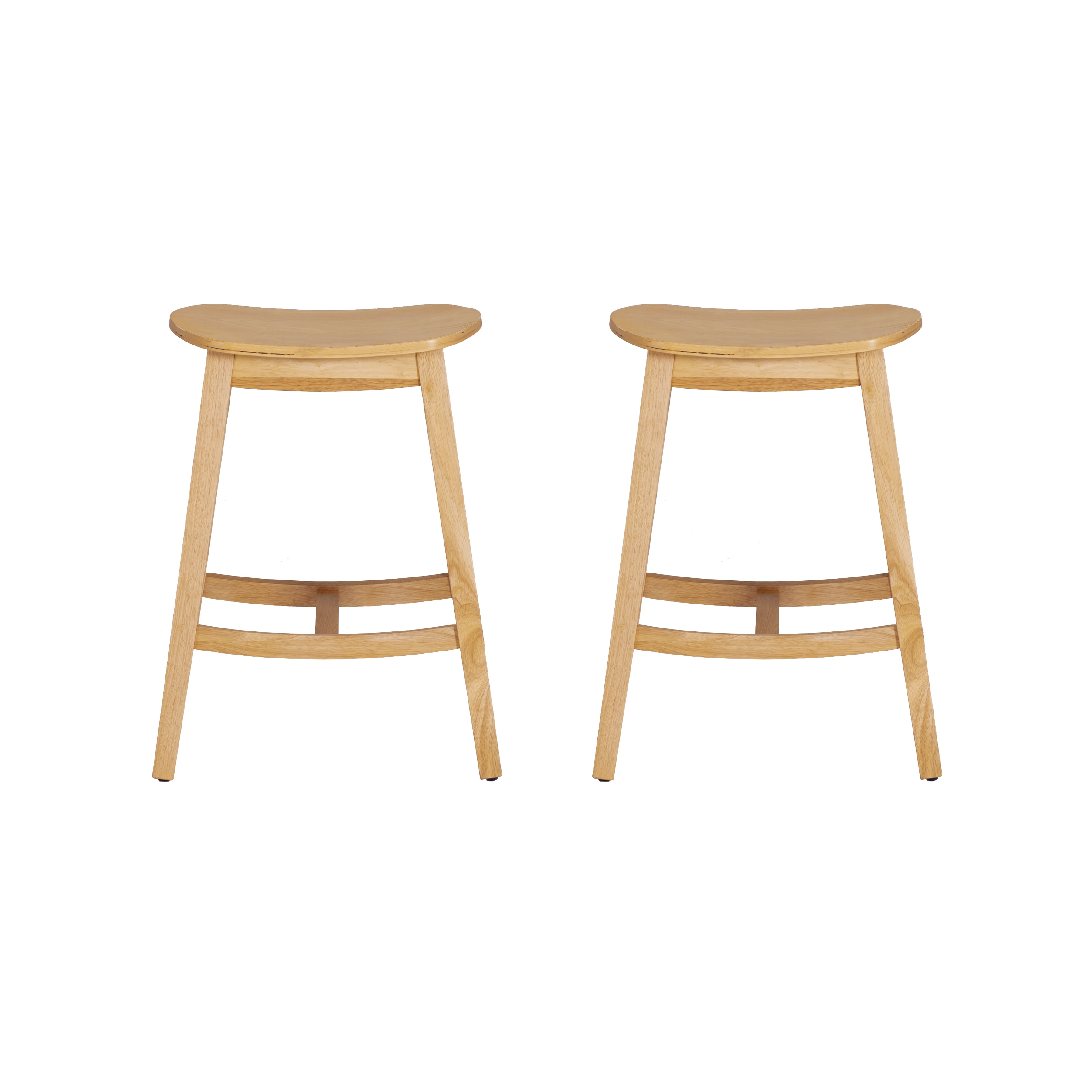 Linon Condal 26" Backless Wood Saddle Counter Stool, Set of 2, Natural