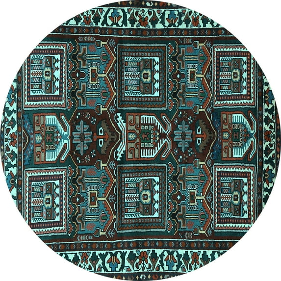Ahgly Company Indoor Round Persian Light Blue Traditional Area Rugs, 3' Round
