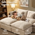 thumbnail image 4 of Ovios 108" Modular Sofa U-Shaped Cloud Sectional Couch with 2 Ottomans, Comfy Deep Seat Chenille Sofa for Living Room, Apartment, Camel, 4 of 10
