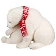 Northlight Sitting Polar Bear Mom and Cub Christmas Figure - 14.5 - White and Red