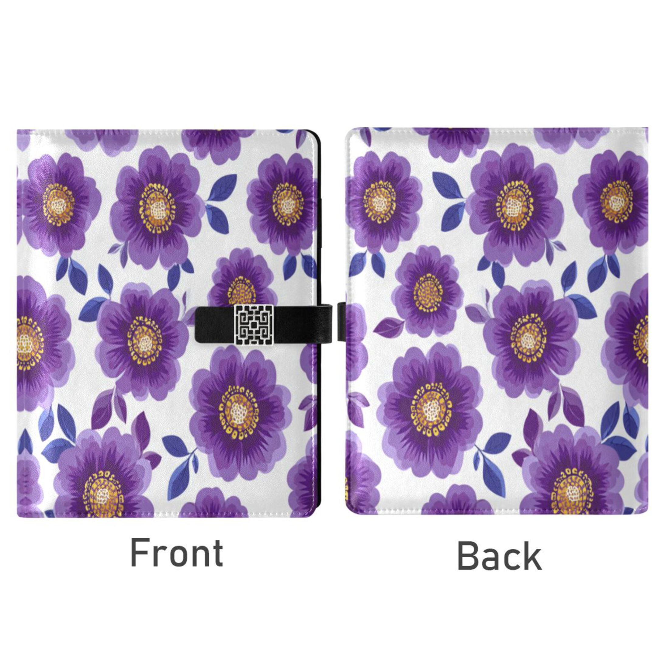 Leather Planner Leather Notebook Notebook Journal Binder Design Pen Pocket Design Convenient for Storage Retro Groovy Purple Daisies