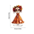 thumbnail image 2 of 360° Rotating Day of the Dead Acrylic Ornament, Mexican Dia de los Muertos Catrina Skull Decor, Spinning Tabletop Centerpiece for Home Office Shelf, Halloween & Festival Gift with Non-Slip Base, 2 of 5