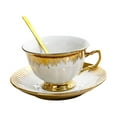 thumbnail image 2 of Taza de café de cerámica con platillo y cuchara, taza de café expreso, taza de Latte Vintage de 7 para fiesta, café , bebidas, restaurante Blanco perfecl taza de café platillo, 2 of 8