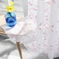 thumbnail image 3 of Deconovo Sheer Curtains 96 inches Long, Kids Room Pink Leaves Embroidered Drapes, Rod Pocket Voile Panels - 2 Panels, Each 52x96 in, Pink, 3 of 7