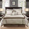 thumbnail image 5 of Luxury 7Piece Bedding Sets Polyester Comforter Taupe and Brown Elegant Hotel Style, 5 of 10
