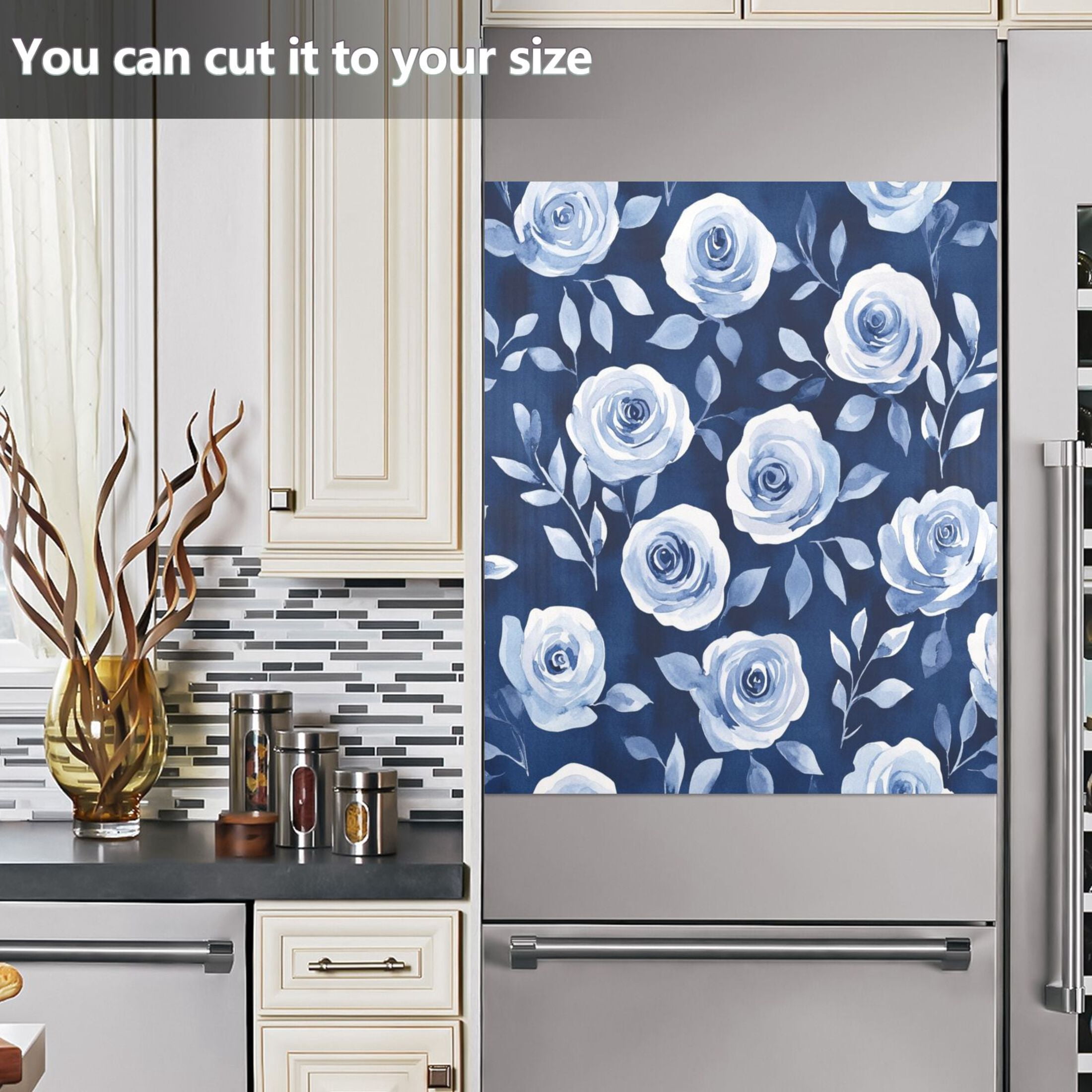 Dishwasher Magnetic Sticker 23x26 Inch Refrigerator Magnetic Sticker Washing Machine Magnetic Sticker Kitchen Panel Magnetic Sticker Home Decor Cartoon Teal Roses