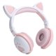 thumbnail image 4 of Lindo Oreja de Gato Brillante Auriculares Bluetooth Inalámbricos HIFI Deportes Auriculares Plegables con Luz Led Rosa Blanco, 4 of 5