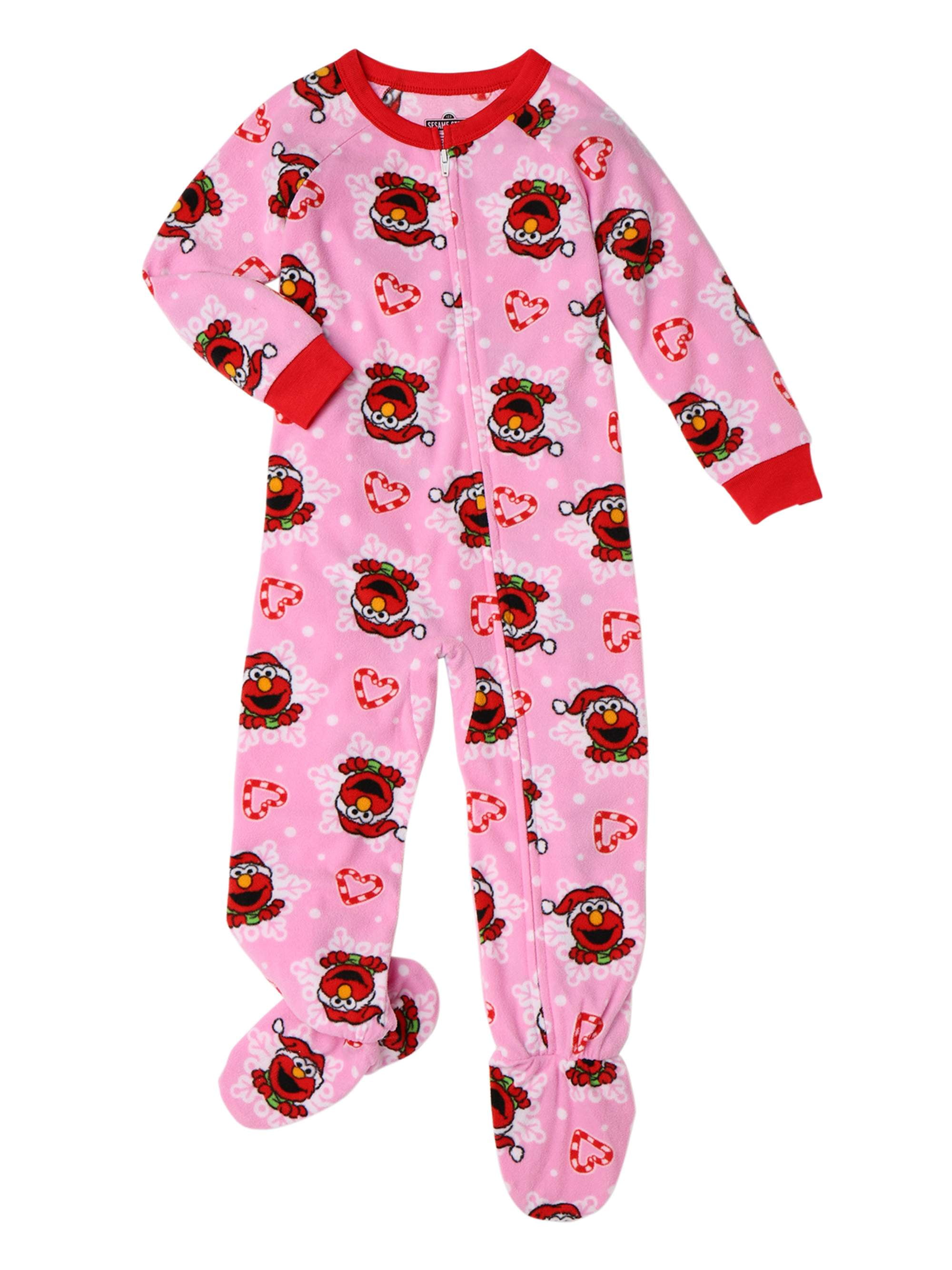 Sesame Street AME Little Girls Elmo Christmas Blanket Sleeper Pajamas Red