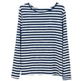 thumbnail image 4 of Yuanlong Womens T-Shirts Classic Stripe Crew Neck Long Sleeve Tee Tops Spring Daily & Work Wear Comfortable Lady Tshirts, 4 of 5