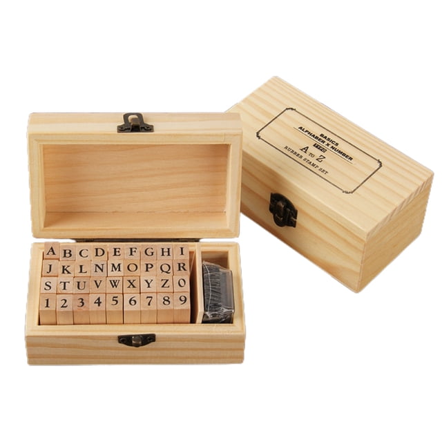 Wooden Alphabet Letter Number Stamps Multi Purpose Wooden Ink Stamps Set Typewriter Font