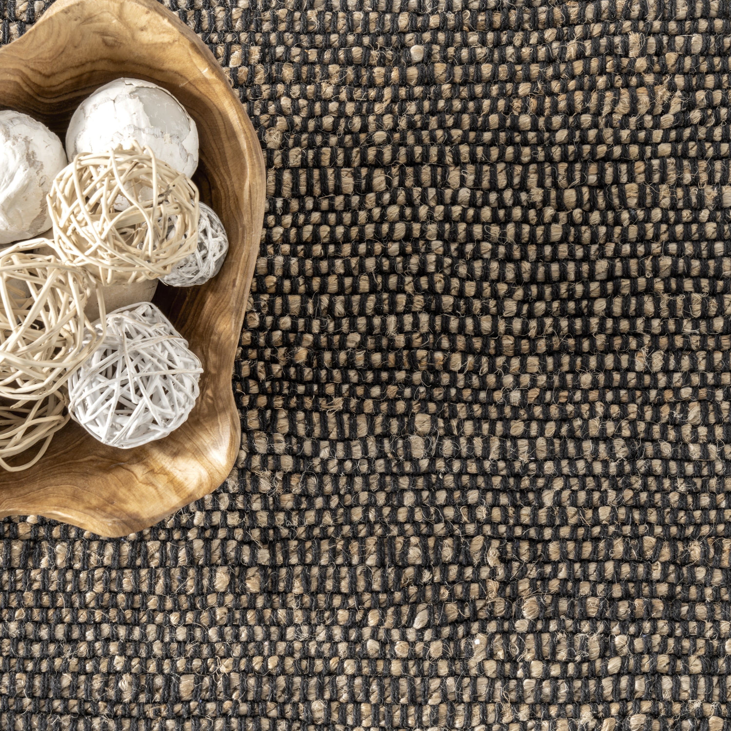 nuLOOM Elfriede Jute Blend Charcoal 2' x 3' Farmhouse Area Rug