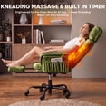 thumbnail image 3 of Bestier Big and Tall Executive Office Chair with Massage and Footrest Ergonomic Computer Desk Chair Reclining High Back Plush Velvet Swivel Chair with Lumbar Back Support, Olive Green, 3 of 12