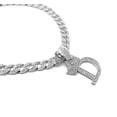 thumbnail image 2 of iJewelry2 Kings and Queens Crowned Initial Letter D Crystals Pendant Silver-tone Cuban Linked Chain Necklace, 2 of 3