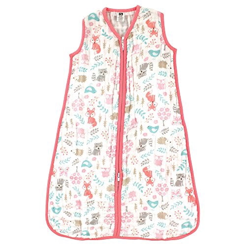 Hudson Baby Infant Girl Muslin Cotton Sleeveless Wearable Sleeping Bag, Sack, Blanket, Woodland Fox, 18-24 Months