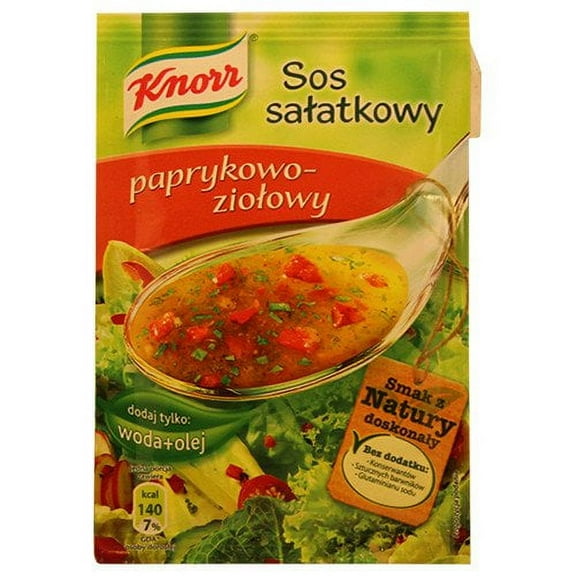Knorr Sos Paprykowo Ziolowy Red Pepper and Herbal Sauce for Salads 9gram Packet (3-Pack)