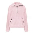 thumbnail image 6 of Pink Sweaters for Womens Fleece Jumper Jacket Hoodies Pullover Fleece Sweatshirts Casual Top Fuzzy 1/4 Zip Up Long Sleeve Stand Collar Cozy Coat Tops with Pockets Womens Fall Fashion Must Haves, 6 of 6