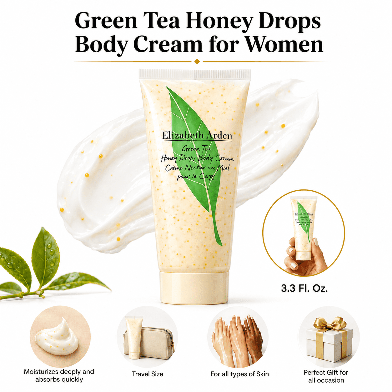 Green Tea Honey Drops Body Cream for Women 3.3 oz