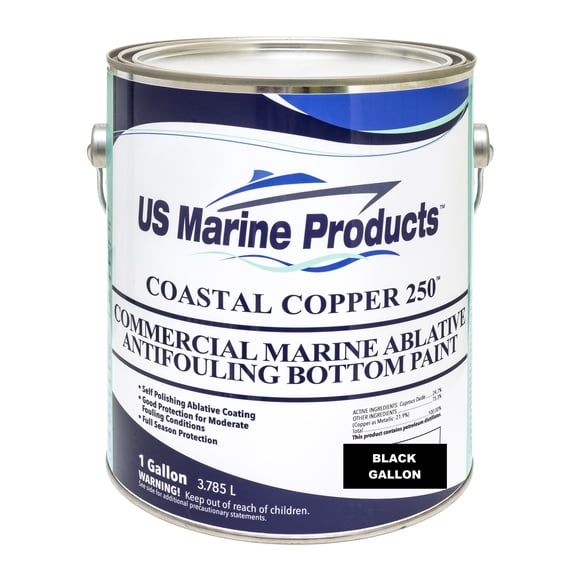 US Marine Products Black Coastal Copper 250 Commercial Grade Antifouling Bottom Paint Gallon