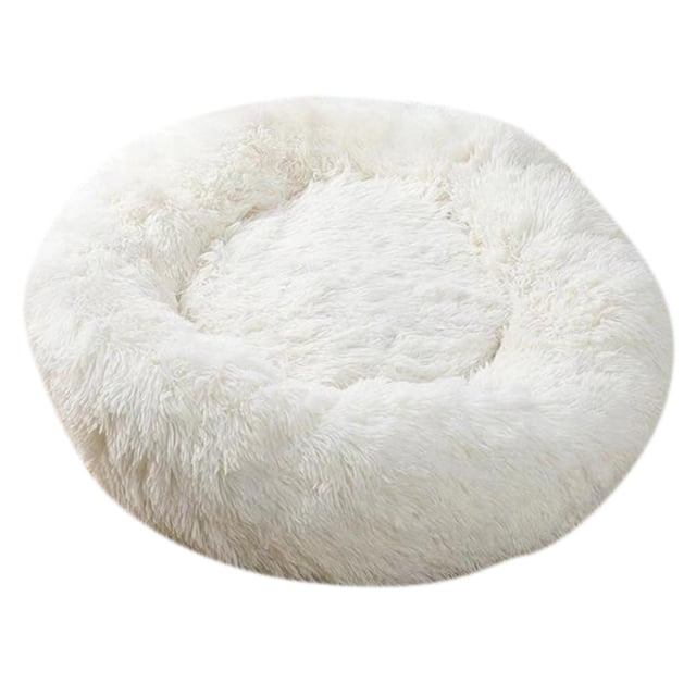 Mascota cama para dormir interior mascota redonda cómoda cama nido Blanco SM SunniMix Cama para dormir Cat Dog