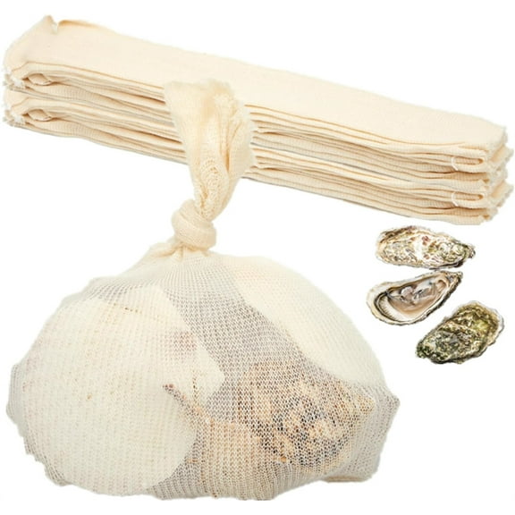 10Pcs Seafood Boil Bags, NOGIS Washable Reusable Produce Bags for Steaming and Boiling Clams, Lobster, Crawfish, Crabs, King Crab Legs, Potatoes, Vegetables - 14 x 5 Inches