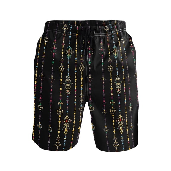 joogoo Men's Swim Trunks Mardi Gras Pattern-1 Beach Shorts with Pockets M