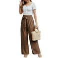 thumbnail image 6 of Anygrew Women Casual Wide Leg Pants High Waisted Business Work Casual Pants Loose Flowy Beach Palazzo Pants, 6 of 8