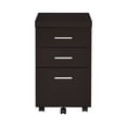thumbnail image 2 of 27 Inch Modern 3 Drawer Mobile Storage Cabinet, Wheels, Cappuccino Brown, 2 of 5